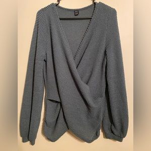 Waffle knit cross front long sleeve top - XL